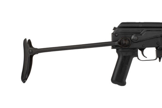 Century Arms 7.62x39mm WASR-10 is equipped with an underfolding stock allowing for very compact storage